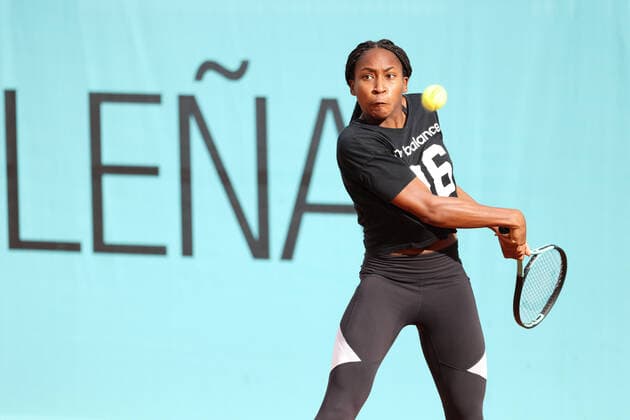 April 27, 2022, MADRID, MADRID, SPAIN: Cori Gauff of United States practice during the Mutua Madrid Open 2022 celebrated at La Caja Magica on April 27, 2022, in Madrid, Spain. MADRID SPAIN - ZUMAa181 20220427_zaa_a181_004 Copyright: xOscarxJ.xBarrosox