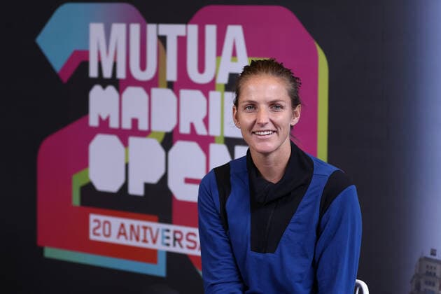 April 27, 2022, MADRID, MADRID, SPAIN: Karolina Pliskova of Czech Republic attends during the Media Day of WTA, Tennis Damen during the Mutua Madrid Open 2022 celebrated at La Caja Magica on April 27, 2022, in Madrid, Spain. MADRID SPAIN - ZUMAa181 20220427_zaa_a181_076 Copyright: xOscarxJ.xBarrosox