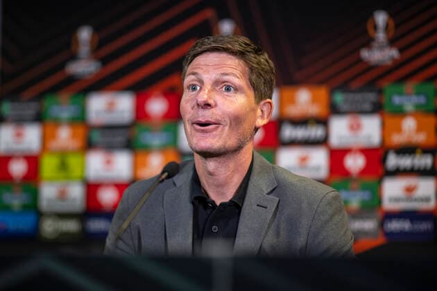 27 04 2022, xkvx, football UEFA Europa League, Eintracht Frankfurt press conference emspor, v l coach Oliver Glasner Eintracht Frankfurt DFL DFB REGULATES PROHIBIT ANY USE OF PHOTOGRAPHS as IMAGE SEQUENCES and or QUASI VIDEO London
