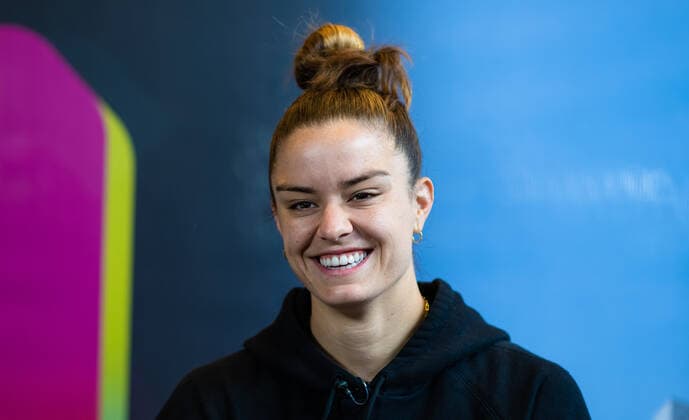April 27, 2022, MADRID, MADRID, SPAIN: Maria Sakkari of Greece talks to the media ahead of the 2022 Mutua Madrid Open WTA, Tennis Damen 1000 tennis tournament MADRID SPAIN - ZUMAa181 20220427_zaa_a181_162 Copyright: xRobxPrangex