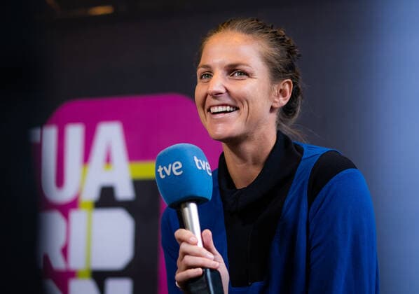 April 27, 2022, MADRID, MADRID, SPAIN: Karolina Pliskova of the Czech Republic talks to the media ahead of the 2022 Mutua Madrid Open WTA, Tennis Damen 1000 tennis tournament MADRID SPAIN - ZUMAa181 20220427_zaa_a181_192 Copyright: xRobxPrangex