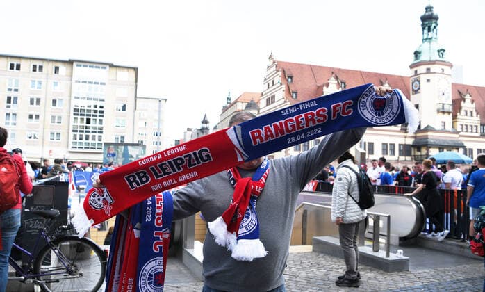 Football, EL, RB Leipzig - Glasgow Rangers, Fans before the match