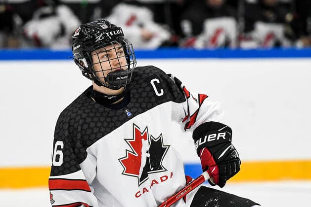 IIHF Ice Hockey U18 World Championship 2022, Finland FIN vs Canada CAN 28 04 2022, Erdgas Schwaben Arena, Kaufbeuren, IIHF Ice Hockey U18 World Championship 2022, Finland FIN vs Canada CAN , in picture Connor Bedard CAN, 16 nordphotoxGmbHx xHafner nph00200