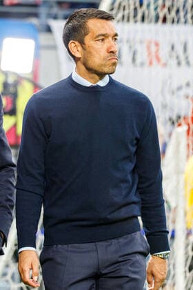 Leipzig, Germany 28 April 2022 Europa League 2021 2022 RB Leipzig vs Glasgow Rangers coach coach Giovanni van Bronckhorst Rangers FC is disappointed Red Bull Stadion Saxony Copyright: xFotostandx xMatybax