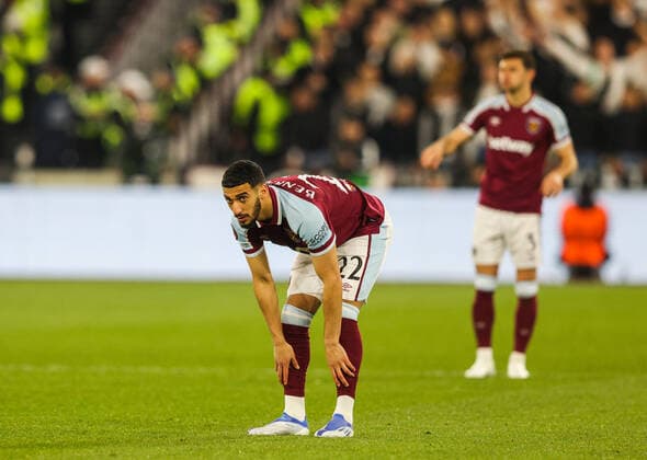 Mandatory Credit: Photo by Andrew Fosker Shutterstock (12914204bv) Said Benrahma of West Ham United West Ham United v Eintracht Frankfurt, UEFA Europa League, Semi-Final, First Leg, Football, The London Stadium, London, UK - 28 Apr 2022 EDITORIAL USE ONLY No use with unauthorised audio, video, data, fixture lists, club league logos or live services. Online in-match use limited to 120 images, no video emulation. No use in betting, games or single club league player publications. West Ham United v Eintracht Frankfurt, UEFA Europa League, Semi-Final, First Leg, Football, The London Stadium, London, UK - 28 Apr 2022 EDITORIAL USE ONLY No use with unauthorised audio, video, data, fixture lists, club league logos or live services. Online in-match use limited to 120 images, no video emulation. No use in betting, games or single club league player publications.  Copyright: xAndrewxFosker Shutterstockx 12914204bv