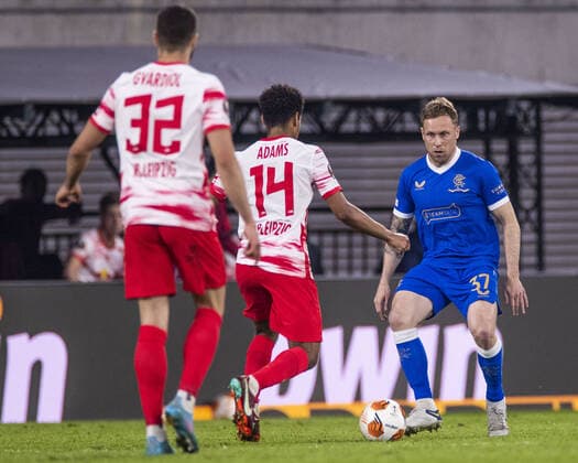 Mandatory Credit: Photo by Kirk O Rourke Rangers FC Shutterstock (12914397db) Rangers Midfielder Scott Arfield RB Leipzig v Rangers, UEFA Europa League, Semi-final, 1st Leg, Football, Red Bull Arena,Leipzig, Germany - 28 Apr 2022 RB Leipzig v Rangers, UEFA Europa League, Semi-final, 1st Leg, Football, Red Bull Arena,Leipzig, Germany - 28 Apr 2022  Copyright: xKirkxO Rourke RangersxFC Shutterstockx 12914397db