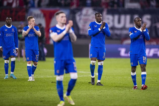 Mandatory Credit: Photo by Kirk O Rourke Rangers FC Shutterstock (12914397dz) Rangers Defender Calvin Bassey applauds the fans at the end of the match RB Leipzig v Rangers, UEFA Europa League, Semi-final, 1st Leg, Football, Red Bull Arena,Leipzig, Germany - 28 Apr 2022 RB Leipzig v Rangers, UEFA Europa League, Semi-final, 1st Leg, Football, Red Bull Arena,Leipzig, Germany - 28 Apr 2022  Copyright: xKirkxO Rourke RangersxFC Shutterstockx 12914397dz