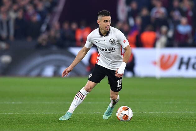 Soccer Europa League semifinal West Ham United Eintracht Frankfurt on 28 04 2022 at Olympic Stadium London in London Rafael Borre Frankfurt xHDx