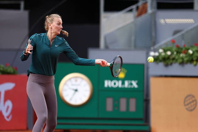 April 29, 2022, MADRID, MADRID, SPAIN: Petra Kvitova of Czech Republic practices during the Mutua Madrid Open 2022 celebrated at La Caja Magica on April 29, 2022, in Madrid, Spain. MADRID SPAIN - ZUMAa181 20220429_zaa_a181_012 Copyright: xOscarxJ.xBarrosox