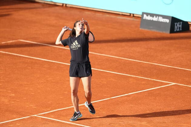April 29, 2022, MADRID, MADRID, SPAIN: Daria Kasatkina of Russia practices during the Mutua Madrid Open 2022 celebrated at La Caja Magica on April 29, 2022, in Madrid, Spain. MADRID SPAIN - ZUMAa181 20220429_zaa_a181_013 Copyright: xOscarxJ.xBarrosox