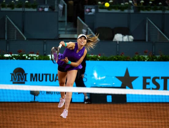 April 28, 2022, MADRID, MADRID, SPAIN: Paula Badosa of Spain in action during the first round of the 2022 Mutua Madrid Open WTA, Tennis Damen 1000 tennis tournament against Veronika Kudermetova of Russia MADRID SPAIN - ZUMAa181 20220428_zaa_a181_191 Copyright: xRobxPrangex