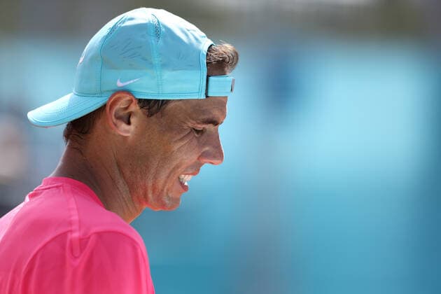 April 29, 2022, MADRID, MADRID, SPAIN: Rafael Nadal of Spain practices during the Mutua Madrid Open 2022 celebrated at La Caja Magica on April 29, 2022, in Madrid, Spain. MADRID SPAIN - ZUMAa181 20220429_zaa_a181_047 Copyright: xOscarxJ.xBarrosox