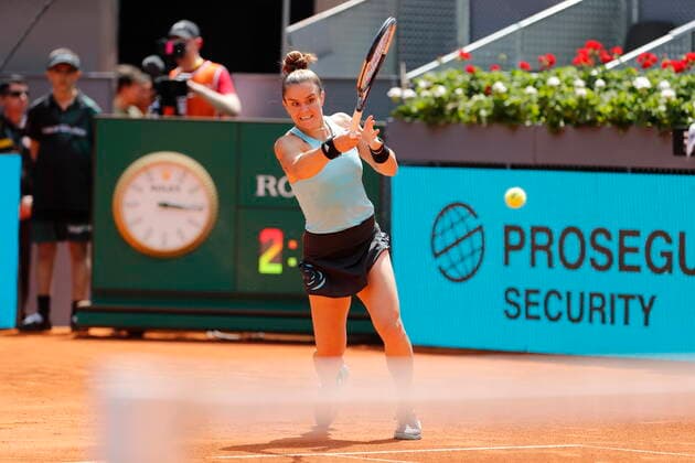 Maria Sakkari (GRE), APRIL 29, 2022 - Tennis : Maria Sakkari of Greece during singles 1st round match against Madison Keys of USA on the WTA, Tennis Damen 1000 tournaments Mutua Madrid Open tennis tournament at the Caja Magica in Madrid, Spain. Noxthirdxpartyxsales  (0157479172st)