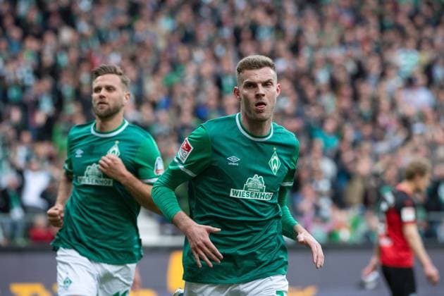 Marvin Ducksch Werder Bremen 7 , Niclas Fuellkrug Werder Bremen 11 cheer over the goal to 2 0, GER, SV Werder Bremen vs Holstein Kiel, 2 Fussball Bundesliga, 32 Spieltag, Spielzeit 2021 2022, 29 04 2022 DFB DFL regulations prohibit any use of photographs as image sequences and or quasi video GER, SV Werder Bremen vs Holstein Kiel, 2 Fussball Bundesliga, 32 Spieltag, Spielzeit 2021 2022, 29 04 2022 Copyright: xEibner Memmlerx EP_MMR