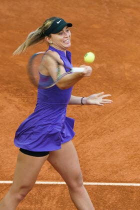 April 30, 2022, Madrid, Spain: Paula Badosa of Spain plays against Simona Halep of Romania during Day Three of Mutua Madrid Open 2022 at La Caja Magica in Madrid..Simona Halep beats Paula Badosa (6.6) Madrid Spain - ZUMAs197 20220430_zaa_s197_110 Copyright: xAtilanoxGarciax