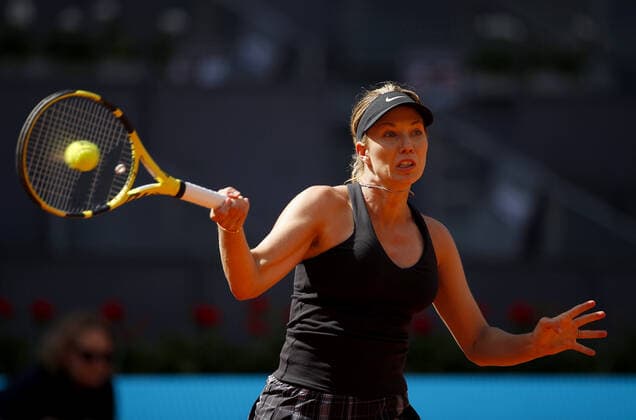 Mandatory Credit: Photo by Ella Ling Shutterstock (12915013w) Danielle Collins of USA in action Mutua Madrid Open, Tennis, La Caja Magica, Madrid, Spain - 01 May 2022 Mutua Madrid Open, Tennis, La Caja Magica, Madrid, Spain - 01 May 2022  Copyright: xEllaxLing Shutterstockx 12915013w