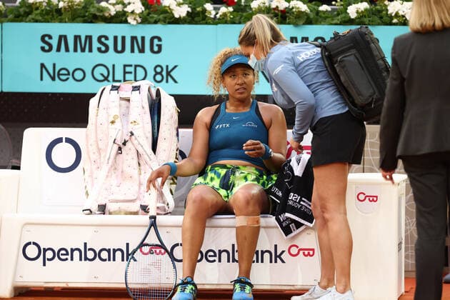 May 1, 2022, MADRID, MADRID, SPAIN: Naomi Osaka of Japan in action against Sara Sorribes of Spain during the Mutua Madrid Open 2022 celebrated at La Caja Magica on May 01, 2022, in Madrid, Spain. MADRID SPAIN - ZUMAa181 20220501_zaa_a181_207 Copyright: xOscarxJ.xBarrosox