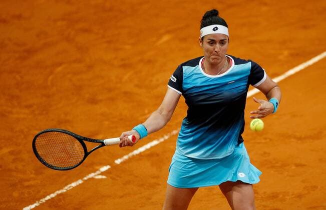 Mandatory Credit: Photo by Ella Ling Shutterstock (12915014ai) Ons Jabeur of Tunisia in action Mutua Madrid Open, Tennis, La Caja Magica, Madrid, Spain - 02 May 2022 Mutua Madrid Open, Tennis, La Caja Magica, Madrid, Spain - 02 May 2022  Copyright: xEllaxLing Shutterstockx 12915014ai