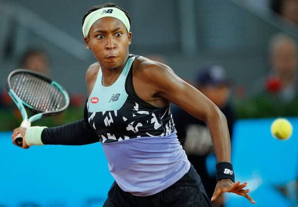 Mandatory Credit: Photo by Ella Ling Shutterstock (12915014bp) Coco Gauff of USA in action Mutua Madrid Open, Tennis, La Caja Magica, Madrid, Spain - 02 May 2022 Mutua Madrid Open, Tennis, La Caja Magica, Madrid, Spain - 02 May 2022  Copyright: xEllaxLing Shutterstockx 12915014bp