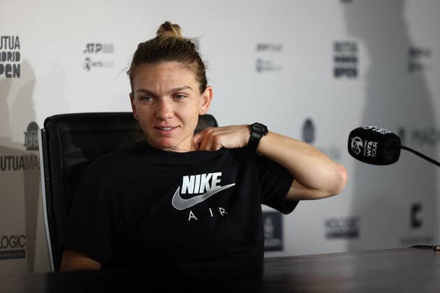 May 2, 2022, MADRID, MADRID, SPAIN: Simona Halep of Romania attends her press conference, PK, Pressekonferenz during the Mutua Madrid Open 2022 celebrated at La Caja Magica on May 02, 2022, in Madrid, Spain. MADRID SPAIN - ZUMAa181 20220502_zaa_a181_215 Copyright: xOscarxJ.xBarrosox