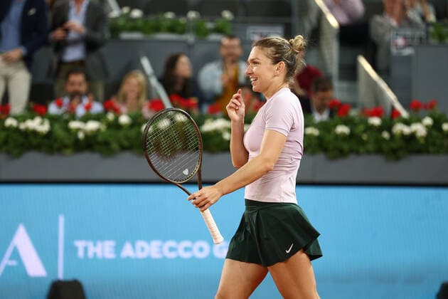 May 2, 2022, MADRID, MADRID, SPAIN: Simona Halep of Romania reacts after winning against Cori Gauff of United States during the Mutua Madrid Open 2022 celebrated at La Caja Magica on May 02, 2022, in Madrid, Spain. MADRID SPAIN - ZUMAa181 20220502_zaa_a181_197 Copyright: xOscarxJ.xBarrosox