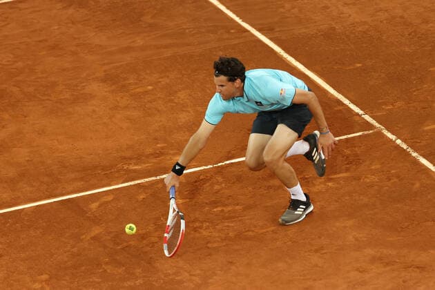 May 2, 2022, MADRID, MADRID, SPAIN: Dominic Thiem of Austria in action against Andy Murray of Great Britain during the Mutua Madrid Open 2022 celebrated at La Caja Magica on May 02, 2022, in Madrid, Spain. MADRID SPAIN - ZUMAa181 20220502_zaa_a181_239 Copyright: xOscarxJ.xBarrosox