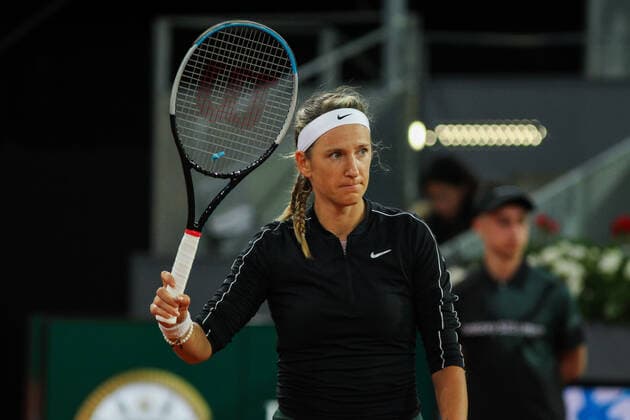 May 3, 2022, MADRID, MADRID, SPAIN: Victoria Azarenka from Belarus in action against Amanda Anisimova from Unites States during the Mutua Madrid Open 2022 celebrated at La Caja Magica on May 02, 2022, in Madrid, Spain. MADRID SPAIN - ZUMAa181 20220503_zaa_a181_037 Copyright: xIrinaxR.xHipolitox
