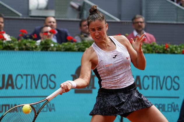 Mutua Madrid Open - Day Six Sara Sorribes Tormo of Spain in action against Daria Kasatkina of Russia in her third round match on Day 6 of the Mutua Madrid Open at La Caja Magica on May 03, 2022 in Madrid, Spain Madrid Spain  Copyright: xOscarxGonzalezx originalFilename:gonzalez-notitle220503_npOr7.jpg