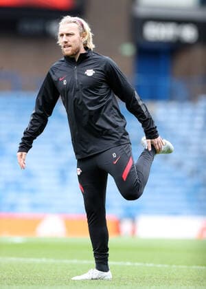RB Leipzig Training 04 05 2022 Glasgow, 04 05 2022, Ibrox Stadium, Football, UEFA Europa League, Matchday 1, Training RB Leipzig before the semifinal , RB Leipzig vs Rangers FC Glasgow , Pictured Emil Forsberg 10, RB Leipzig , UEFA regulations prohibit any use of photographs as image sequences and or quasi video