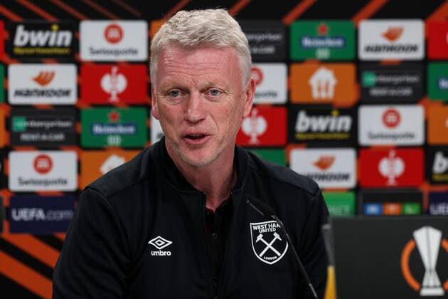 Mandatory Credit: Photo by Simon Dael Shutterstock (12923419m) David Moyes manager of West Ham United during a press conference, PK, Pressekonferenz West Ham Press Conference, UEFA Europa League, Football, Deutsche Bank Park Stadium, Frankfurt, Germany 04 May 2022 West Ham Press Conference, UEFA Europa League, Football, Deutsche Bank Park Stadium, Frankfurt, Germany 04 May 2022  Copyright: xSimonxDael Shutterstockx 12923419m