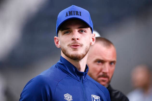 West Ham United Stadium Walk Around Declan Rice of West Ham United during the West Ham United Stadium Walk before the UEFA Europa League Semi-Final Second Leg match against Eintracht Frankfurt at the Deutsche Bank Park, Frankfurt Content Not Available For UK Newspapers Copyright: xPaulxChestertonx FIL-16874-0025 UK Newspapers OUT