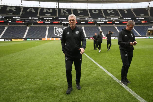 West Ham United Stadium Walk Around West Ham United Manager David Moyes and West Ham First Team Coach Stuart Pearce during the West Ham United Stadium Walk before the UEFA Europa League Semi-Final Second Leg match against Eintracht Frankfurt at the Deutsche Bank Park, Frankfurt Content Not Available For UK Newspapers Copyright: xPaulxChestertonx FIL-16874-0052 UK Newspapers OUT