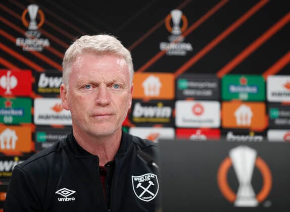 West Ham United press conference, PK, Pressekonferenz West Ham United Manager David Moyes during the West Ham United Press Conference before the UEFA Europa League Semi-Final Second Leg match against Eintracht Frankfurt at the Deutsche Bank Park, Frankfurt Content Not Available For UK Newspapers Copyright: xPaulxChestertonx FIL-16875-0005 UK Newspapers OUT