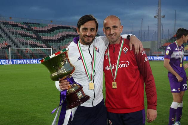 Photo Paola Garbuio LaPresse May 04, 2022 Venezia, Italy soccer A.C.F.Fiorentina vs Atalanta B.C. - TimVision Cup Final under19 2021 2022 - Penzo stadium. In the pic celebration fiorentina in the end,alberto aquilani  Copyright: xPaolaxGarbuio LaPressex