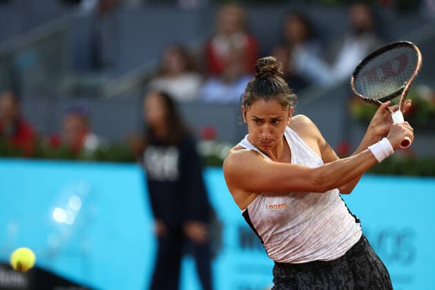 May 4, 2022, MADRID, MADRID, SPAIN: Sara Sorribes of Spain in action against Jessica Pegula of United States during the Mutua Madrid Open 2022 celebrated at La Caja Magica on May 04, 2022, in Madrid, Spain. MADRID SPAIN - ZUMAa181 20220504_zaa_a181_296 Copyright: xOscarxJ.xBarrosox