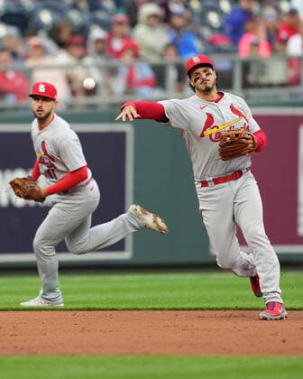 May 04, 2022: St. Louis Cardinals third baseman Nolan Arenado (28) makes the throw for an out at Kauffman Stadium Kansas City, Missouri. The St Louis Cardinals beat the Kansas City Royals 10-0. CSM. Kansas City United States - ZUMAc04_ 20220504_zaf_c04_006 Copyright: xJonxRobichaudx