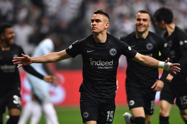 Soccer Europa League semi-final Eintracht Frankfurt West Ham United on 05 05 2022 at Deutsche Bank Park in Frankfurt Goal celebrations goal to 1 0 by Rafael Borre Frankfurt xHDx