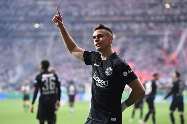 Soccer Europa League semi-final Eintracht Frankfurt West Ham United on 05 05 2022 at Deutsche Bank Park in Frankfurt Goal celebrations goal to 1 0 by Rafael Borre Frankfurt xHDx