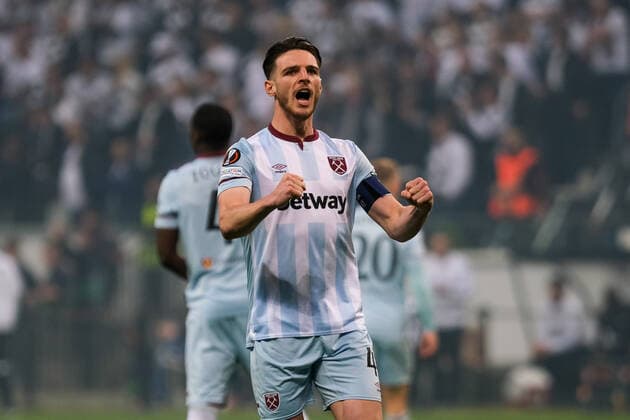 Declan Rice West Ham United, 41 in front of the fans, Eintracht Frankfurt vs West Ham United, football, Europa League, semi-final, second leg, 2021 2022 season, 05 05 2022, Eintracht Frankfurt vs West Ham United, football, Europa League, semi-final, second leg, 2021 2022 season, 05 05 2022 Frankfurt am Main Copyright: xEibner-Pressefotox EP_EER