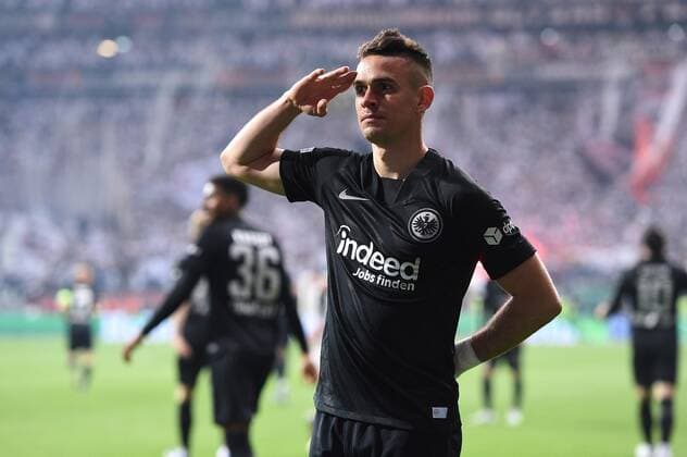 Soccer Europa League semi-final Eintracht Frankfurt West Ham United on 05 05 2022 at Deutsche Bank Park in Frankfurt Goal celebrations goal to 1 0 by Rafael Borre Frankfurt xHDx