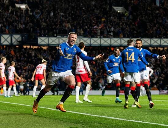 Mandatory Credit: Photo by Luke Nickerson Rangers FC Shutterstock (12926015ab) Rangers Midfielder John Lundstram celebrates scoring his sides third goal Rangers v RB Leipzig, UEFA Europa League, Semi Final, Second Leg, Football, Ibrox Stadium, Glasgow, UK - 05 May 2022 EDITORIAL USE ONLY No use with unauthorised audio, video, data, fixture lists, club league logos or live services. Online in-match use limited to 120 images, no video emulation. No use in betting, games or single club league player publications. Rangers v RB Leipzig, UEFA Europa League, Semi Final, Second Leg, Football, Ibrox Stadium, Glasgow, UK - 05 May 2022 EDITORIAL USE ONLY No use with unauthorised audio, video, data, fixture lists, club league logos or live services. Online in-match use limited to 120 images, no video emulation. No use in betting, games or single club league player publications.  Copyright: xLukexNickerson RangersxFC Shutterstockx 12926015ab