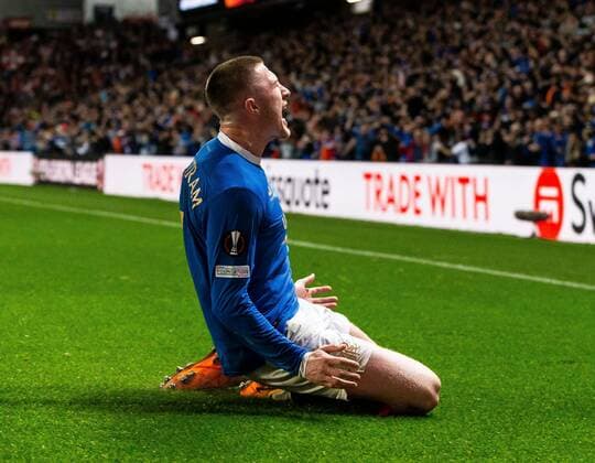 Mandatory Credit: Photo by Luke Nickerson Rangers FC Shutterstock (12926015ad) Rangers Midfielder John Lundstram celebrates scoring his sides third goal Rangers v RB Leipzig, UEFA Europa League, Semi Final, Second Leg, Football, Ibrox Stadium, Glasgow, UK - 05 May 2022 EDITORIAL USE ONLY No use with unauthorised audio, video, data, fixture lists, club league logos or live services. Online in-match use limited to 120 images, no video emulation. No use in betting, games or single club league player publications. Rangers v RB Leipzig, UEFA Europa League, Semi Final, Second Leg, Football, Ibrox Stadium, Glasgow, UK - 05 May 2022 EDITORIAL USE ONLY No use with unauthorised audio, video, data, fixture lists, club league logos or live services. Online in-match use limited to 120 images, no video emulation. No use in betting, games or single club league player publications.  Copyright: xLukexNickerson RangersxFC Shutterstockx 12926015ad