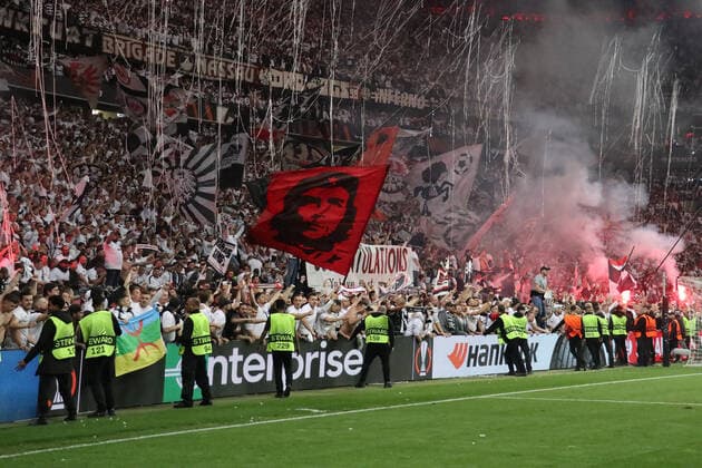 Eintracht fans rush inside even before the final whistle Frankfurt 05 05 2022 Eintracht Frankfurt vs West Ham United, UEFA Europa League, semifinal second leg