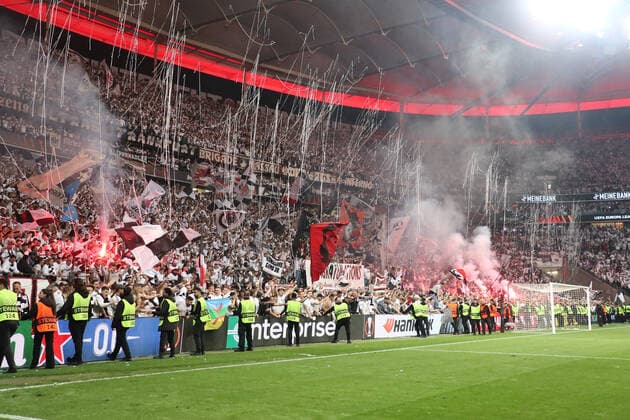 Eintracht fans rush inside even before the final whistle Frankfurt 05 05 2022 Eintracht Frankfurt vs West Ham United, UEFA Europa League, semifinal second leg