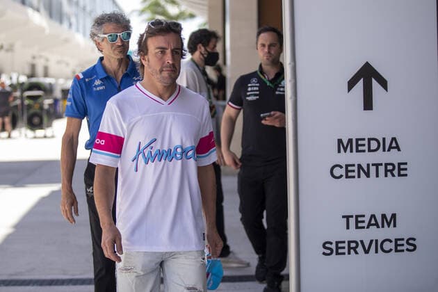 Spanish Formula One driver Fernando Alonso of the BWT Alpine F1Team n the paddock during the Formula One Grand Prix of Miami at the Miami International Autodrome in Miami, Florida on May 5, 2022.  FLA20220505103 SHAWNxTHEW