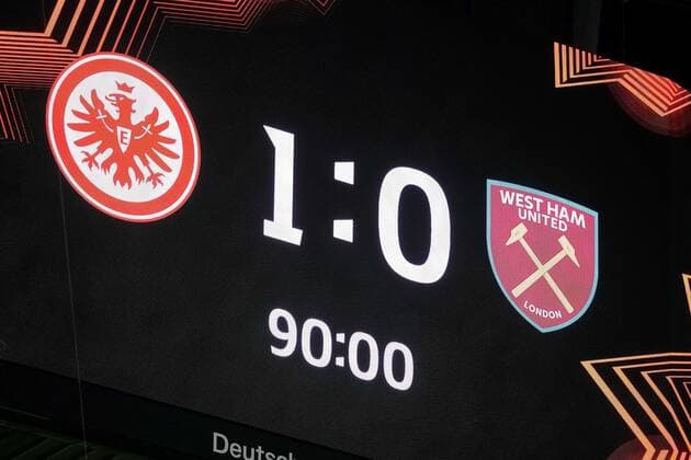 Result on display, Eintracht Frankfurt vs West Ham United, football, Europa League, semifinal, second leg, 2021 2022 season, 05 05 2022, Eintracht Frankfurt vs West Ham United, football, Europa League, semifinal, second leg, 2021 2022 season, 05 05 2022 Frankfurt am Main Copyright: xEibner-Pressefotox EP_EER