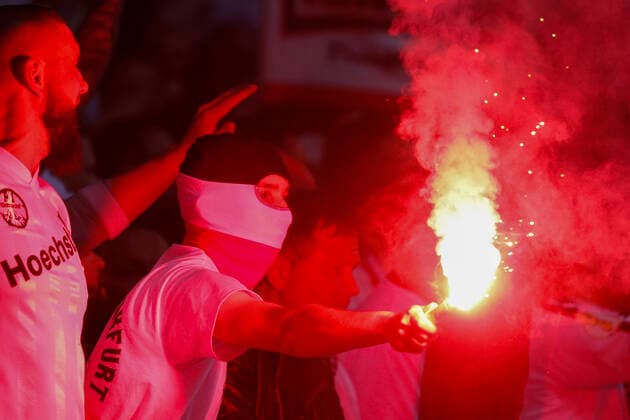 Eintracht Frankfurt v West Ham United UEFA Europa League The Eintracht Frankfurt fans during the UEFA Europa League Semi-Final Second Leg match at the Deutsche Bank Park, Frankfurt Content Not Available For UK Newspapers Copyright: xPaulxChestertonx FIL-16873-0070 UK Newspapers OUT