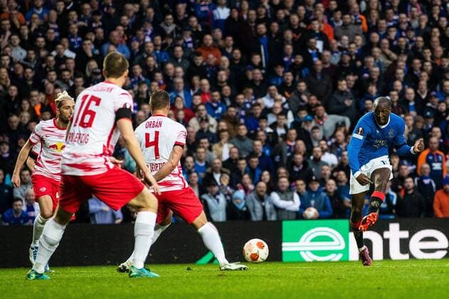 Mandatory Credit: Photo by Kirk O Rourke Rangers FC Shutterstock (12926021x) Glen Kamara of Rangers scores during the Europa League Semi Final match against RB Leipzig at Ibrox Stadium, Glasgow. Rangers v RB Leipzig, UEFA Europa League, Semi Final, Second Leg, Football, Ibrox Stadium, Glasgow, UK - 05 May 2022 EDITORIAL USE ONLY No use with unauthorised audio, video, data, fixture lists, club league logos or live services. Online in-match use limited to 120 images, no video emulation. No use in betting, games or single club league player publications. Rangers v RB Leipzig, UEFA Europa League, Semi Final, Second Leg, Football, Ibrox Stadium, Glasgow, UK - 05 May 2022 EDITORIAL USE ONLY No use with unauthorised audio, video, data, fixture lists, club league logos or live services. Online in-match use limited to 120 images, no video emulation. No use in betting, games or single club league player publications. Copyright: xKirkxO Rourke RangersxFC Shutterstockx 12926021x