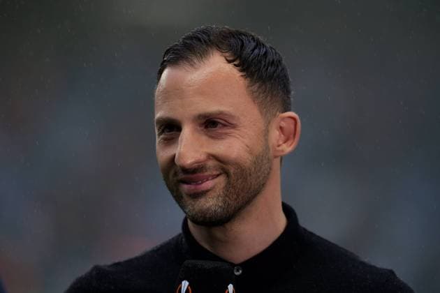 Ibrox Stadium, Glasgow, Scotland, May 5th 2022: RB Leipzig Coach Domenico Tedesco gives an interview before the UEFA Europa League semi final 2nd leg match between Glasgow Rangers and RB Leipzig at Ibrox Stadium in Glasgow, Scotland. UEFA Europa League semi final 2nd leg Alex Todd SPP Glasgow Rangers v RB Leipzig 
