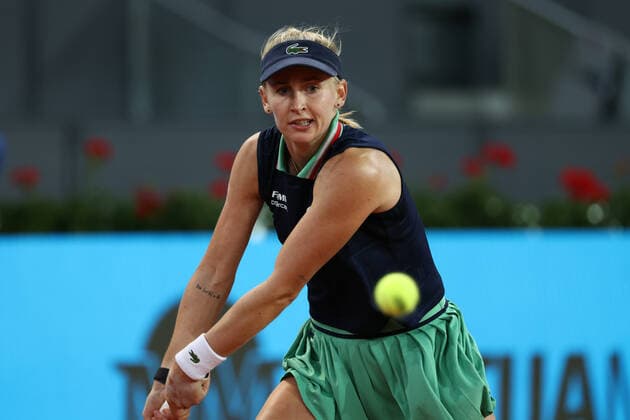May 6, 2022, MADRID, MADRID, SPAIN: Jil Teichmann of Switzerland in action against Jessica Pegula of United States during the Mutua Madrid Open 2022 celebrated at La Caja Magica on May 05, 2022, in Madrid, Spain. MADRID SPAIN - ZUMAa181 20220506_zaa_a181_010 Copyright: xOscarxJ.xBarrosox